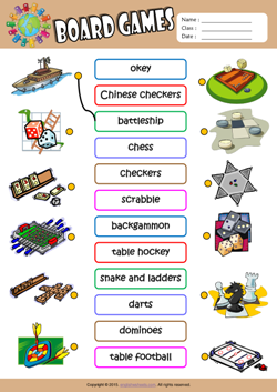 Board Games ESL Printable Worksheets For Kids 1